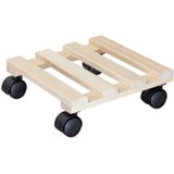 Wagner Pflanzenroller PALETTI 25 x 25 x 8 cm für Innenbereich, Buche natur I Blumenroller aus FSC®-Massivholz I Kübelroller aus Holz I Tragkraft 100 kg I Made in EU - 20043901