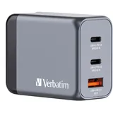 Verbatim GaN Charger 65W 2xUSB-C PD, 1xUSB-A QC 3.0 32201