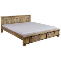 Massivmoebel24 Bett Mango 180x200 natur lackiert RAILWAY #142 -