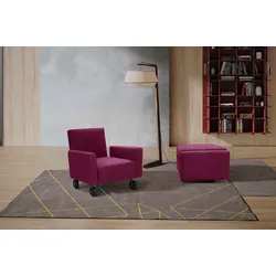 Sessel EGOITALIANO "QQ, Funktionssessel zum Hocker zusammenklappbar", pink (fuchsia), B:68cm H:71cm T:81cm, Sessel, Einzelsessel, inkl. Rollen, in vielen Farbe und hochwertigem Microfaserbezug