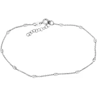 VIVANCE Fußkette "925/- Sterling Silber rhodiniert mit Walzen", weiß, Fußketten, Damen, 23+3cm, Silber 925 (Sterlingsilber), glänzend