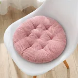 Hiseng Cord Sitzkissen Tatami Stuhlkissen Runde Weiches Baumwolle Dickes Matratzenkissen Bodenkissen Sitzpolster für Esszimmer Küche Terrasse Stuhl Bank (Rosa,40x40cm)