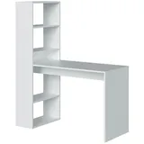 Habitdesign Wendbarer Schreibtisch mit Bücherregal mit fünf Regalen, Farbe Weiß, Maße 120 x 144 x 53 cm