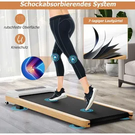 Goplus Walking Pad, Laufband Schreibtisch für Zuhause mit LED Display & Fernbedienung, 2,25PS & 1-10 km/h, Walking Treadmill bis 110kg belastbar f... - Schwarz/Naturbelassen