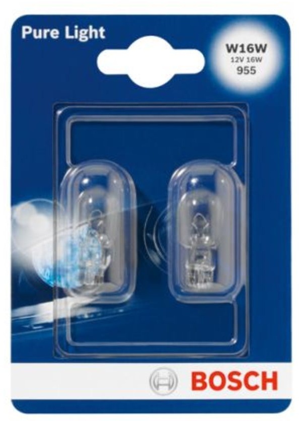 Ampoule secondaire BOSCH W16W Pure Light 12V/16W, 2 pièce