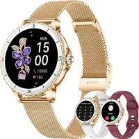 Smartwatch Damen mit Telefonfunktion, 1,27" AMOLED SpO2 Pulsuhr Menstruationszyklus Schlafmonitor, 110+ Sport Fitness Tracker IP67 - Rosa