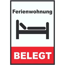 Ferienwohnung belegt Hochkant Schild A5 Rückseite selbstklebend