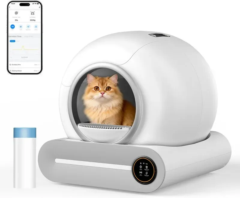 Blinkit Intelligente Automatische Katzentoilette (APP-Gesteuert) – 65 L Fassungsvermögen, Selbstreinigend mit Geruchsbeseitigung, Mehrere Reinigungsmodi und Sicheres Erkennungssystem, Geräuscharmes Design, Geeignet für Katzen von 1–8 kg, MSP-01