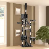 Kratzbaum deckenhoch 240-260 cm, Katzenbaum mehrstöckig, Katzenkratzbaum Sisal Plüsch, Dunkelgrau | 60x45 cm | 20,22 kg | E1 Spanplatte - Dunkelgrau