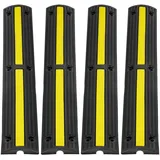 Vevor 4x 1-Kanal Schlauchbrücke 100x15x3,1cm Kabelbrücke Gummi Überfahrschutz Kabel Kanalgröße 3x2cm Max. Tragfähigkeit 8164kg pro Achse Schwellenrampe Ideal für Wohngebiete Private Garagen Gärten