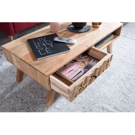KADIMA DESIGN Couchtisch REWA 95x35x50cm Massivholz Sofatisch, Design | Gr.: onesize
