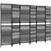 VidaXL Paravent 6-tlg. Schwarz Poly Rattan