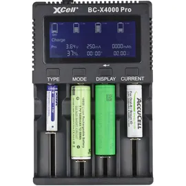 XCell Schnellladegerät X4000 PRO mit LCD-Display - ideal für 1-4 NiMH. Li-ion 1.5V, Li-ion und LiFePo4