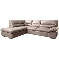 Mivano Ecksofa William / Schlafsofa mit Bett und Bettkasten in L-Form im modernen Design / 268 x 87 x 216 / Kunstleder beige