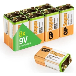 GP Batteries 9 V Batterie Super Alkaline Batterien 9V , 8er (1 Stk., 9V), Batterien + Akkus