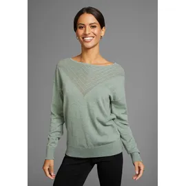 LAURA SCOTT LAURA SCOTT, Damen, Gr. 38, grün (salbei), Feinstrick, Obermaterial: 50% Viskose, 26% Polyamid, 24% Polyester, unifarben, lässig geschnitten hüftlang, Rundhals, Bündchen, Pullover Rundhalspullover, mit feinem Ajour-Muster