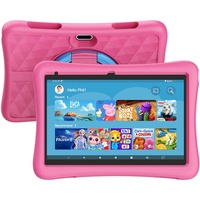 KYASTER Kinder Tablet, 10 Zoll HD 5G WiFi6 Android 12 Tablets für Kinder, Quad Core 1.8Ghz, 2GB +32GB, 7000mAh Batterie, Kindersicherung Spiel Bildung Apps, Eva stoßfestes Gehäuse (Rosa)