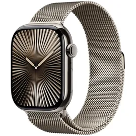 Apple Watch Series 10 GPS + Cellular 46 mm Titangehäuse natur Milanaise Armband natur S/M