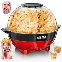 Kesser KESSER® Popcornmaschine: 800W Popcornmaker 5,5l großer Inhalt, Antihaftbeschichtung, Deckel & Servierschale, für Öl/Butter/Zucker, Stille &