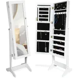 Tectake tectake® Schmuckschrank , mit Ganzkörperspiegel, aufgeteilter Innenraum mit Haken, Schlitzen und Löchern, abschließbar