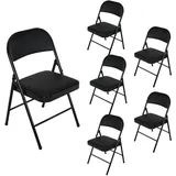 Hti-Living Klappstuhl Kunstleder schwarz 6er Set