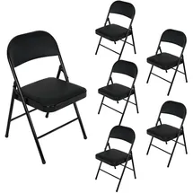Hti-Living Klappstuhl Kunstleder schwarz 6er Set