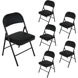 Hti-Living Klappstuhl Kunstleder schwarz 6er Set