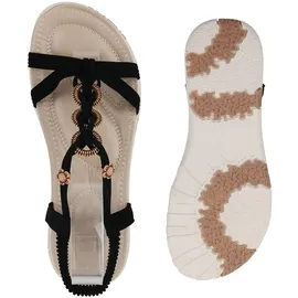 Stiefelparadies Damen Riemchensandalen in Schwarz,