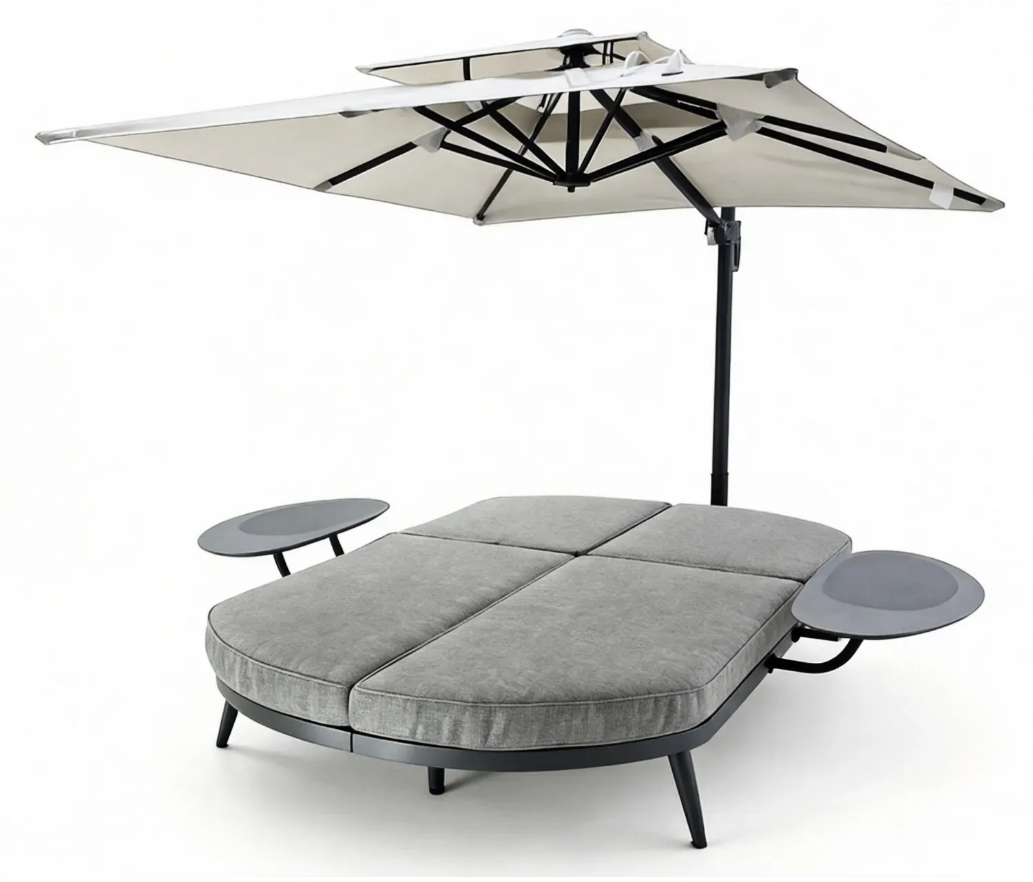 Leco Doppel-Sonnenliege mit Ampelschirm,,