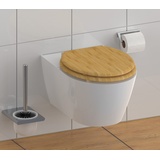 Schütte BAMBUS WC-Sitz mit Absenkautomatik, Toilettensitz mit Klodeckel in Holzoptik, Nachhaltiger Toilettendeckel (maximale Belastung der Klobrille 175 kg), Naturfarben