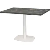 Tisch 120 x 70 cm – runder Sockel aus weißem Tamas-Marmor - Schwarz