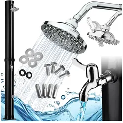 tectake® Solardusche, 38 Liter, Regenduschkopf mit Kugelgelenk, inklusive Wasserhahn
