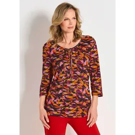 GOLDNER Florales Viskoseshirt mit Rundhals in rot / gemustert), | Gr.: 44