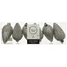 Kaemingk Christbaumschmuck Zapfen bruchfest 4,5 cm H 8 cm 6 Stück grau