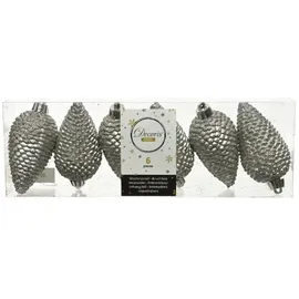 Kaemingk Christbaumschmuck Zapfen bruchfest 4,5 cm H 8 cm 6 Stück grau