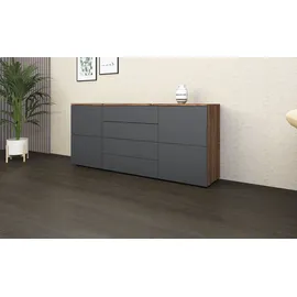 borchardt Möbel Kommode BORCHARDT MÖBEL "Rova", grau (vintage eiche, graphit matt), B:166cm H:72cm T:35cm, Spanplatte, Sideboards, Kommode, Breite 166 cm