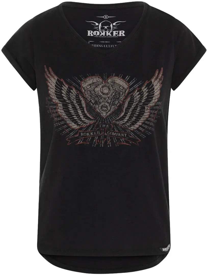 Rokker Heart Dames T-Shirt, zwart, L Voorvrouw