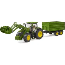 Bruder 03155 - Traktor mit Frontlader und Anhänger grün 1:16