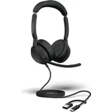 JABRA Evolve2 50 USB-C/A MS Stereo w/o BT・Kabelgebunden・20・20000 Hz・Büro/Callcenter・148,9 g・K (25069-999-899) - Schwarz