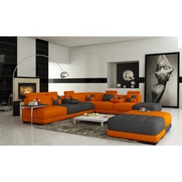 JVmoebel Ecksofa, XXL Designer Wohnlandschaft Polster L Form Eck Sofa Couch Ecke grau|orange