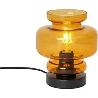 QAZQA Retro-Tischleuchte schwarz mit orangefarbenem Glas - Denise