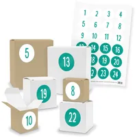 itenga Adventskalender 24x Geschenk Würfel Quader gemischt Zahl Schlicht Türkis