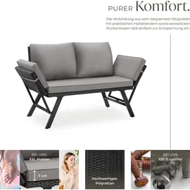 Tectake Sintra Rattan-Loungesofa hellgrau/schwarz