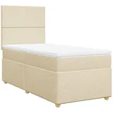 vidaXL Boxspringbett mit Matratze Creme 90x200 cm Stoff