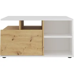 Couchtisch FMD "Twin", weiß (weiß perl, artisan eiche, weiß perl, weiß perl), B:78,5cm H:41,4cm T:67,5cm, Tische