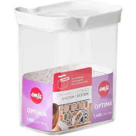 Emsa Optima rechteckig transparent weiß 1,6 l 2-teiliges Set