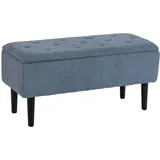 Homcom Sitzbank mit Stauraum Klappdeckel, Samtoptik, Blau, 95 x 38 x 45 cm