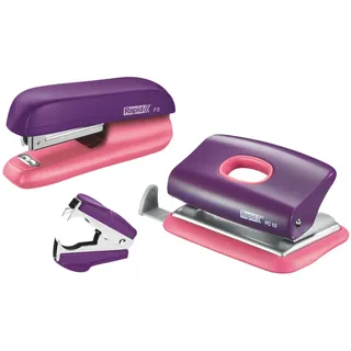 Rapid Locher und Heftgeräte Set Mini lila/rosa