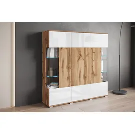 INOSIGN Highboard »Kenia«, (1 St.), Modernes Highboard, mit Glastüren, Breite 135 cm, weiß
