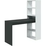 Dmora Schreibtisch Dcart, Wendeschreibtisch mit Bücherregal mit 5 Böden, Studier- oder Bürotisch für PC-Buchhalter, 120x53h144 cm, Weiß und Anthrazit